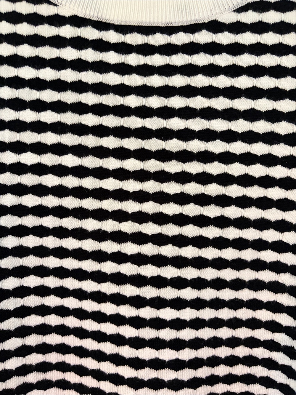 Adrianna Papell Black and White Striped Short-Sleeve Knit Top - Picture 4 of 11